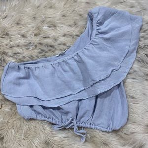 Tobi One-Shoulder Blue Crop Top